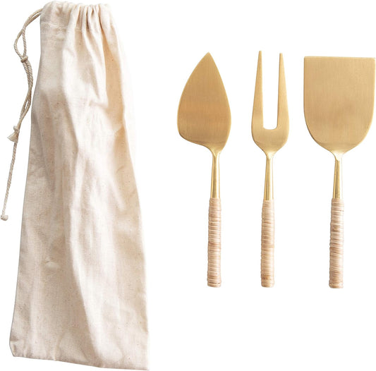 Isla Cheese Server Set with Rattan Handles