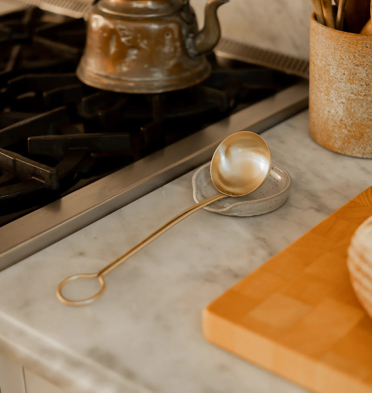 Sophia Brass Ladle, Matte Gold