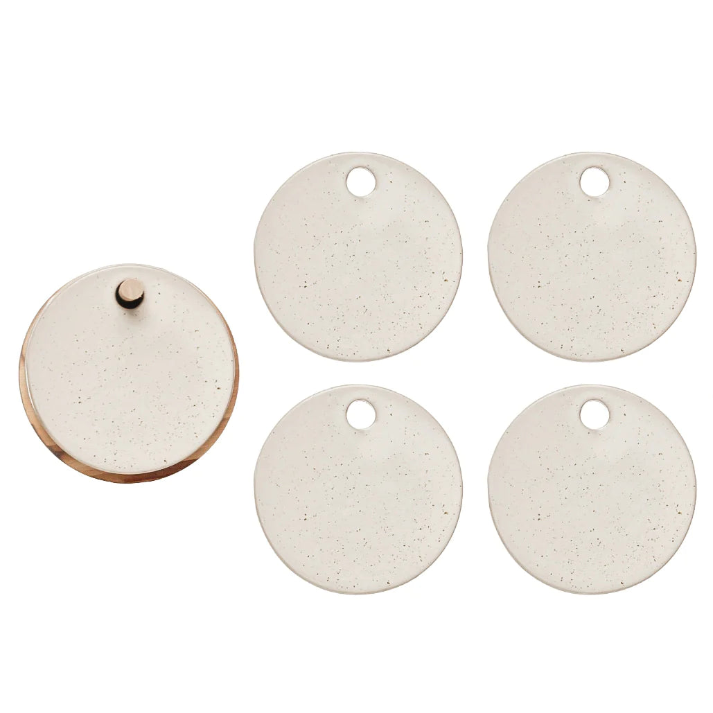 Safa Stoneware Coaster Set with Wood Holder