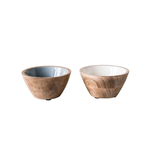 Rabia Enameled Mango Wood Bowl Set