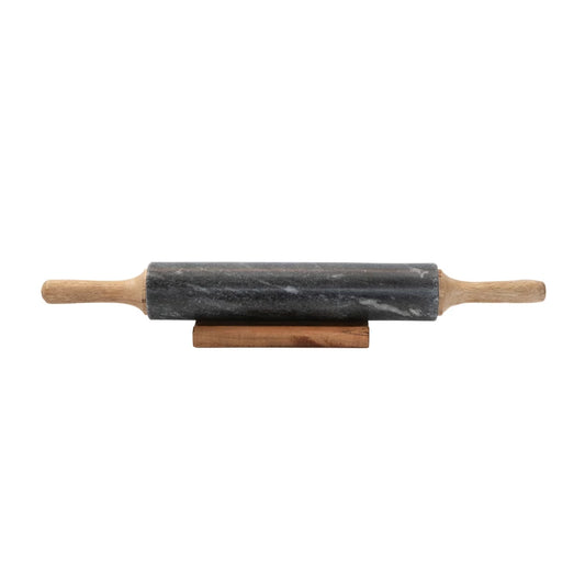 Samira Marble Rolling Pin with Acacia Wood Accents