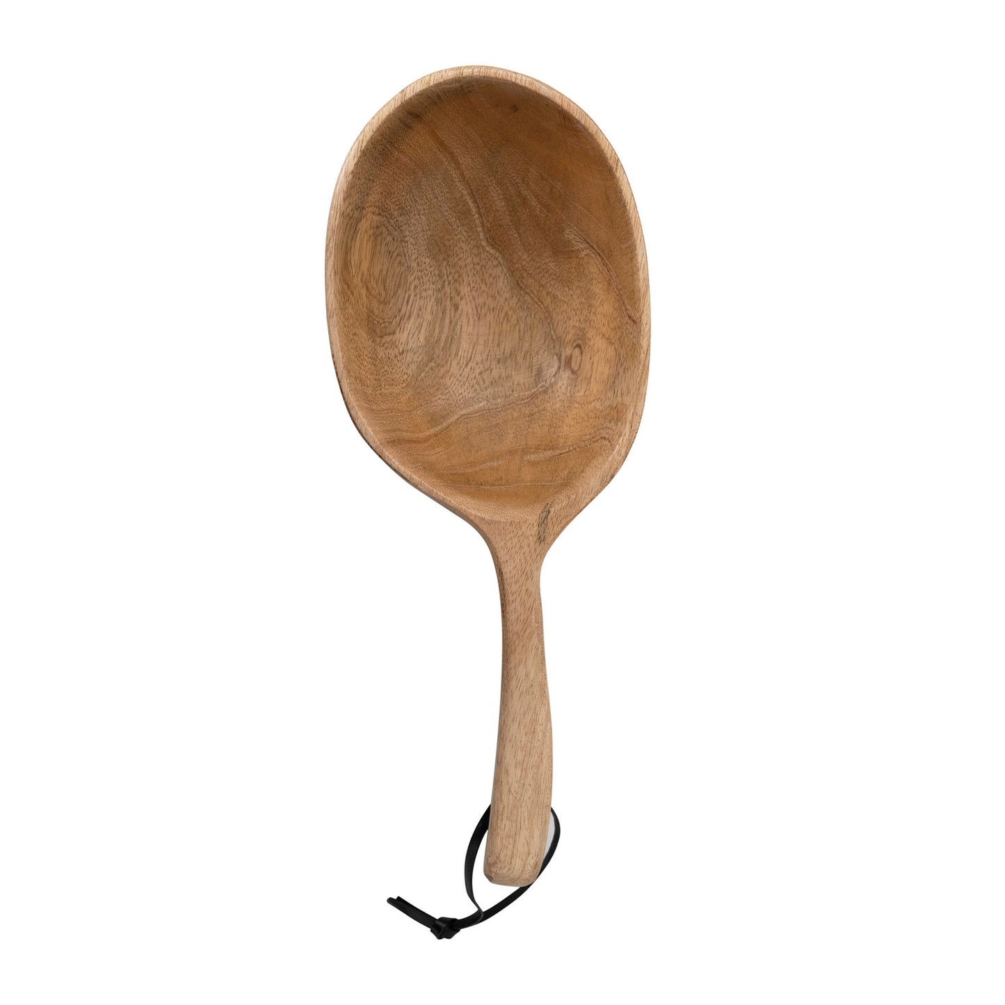 Lubna Hand-Carved Mango Wood Scoop with Leather Tie