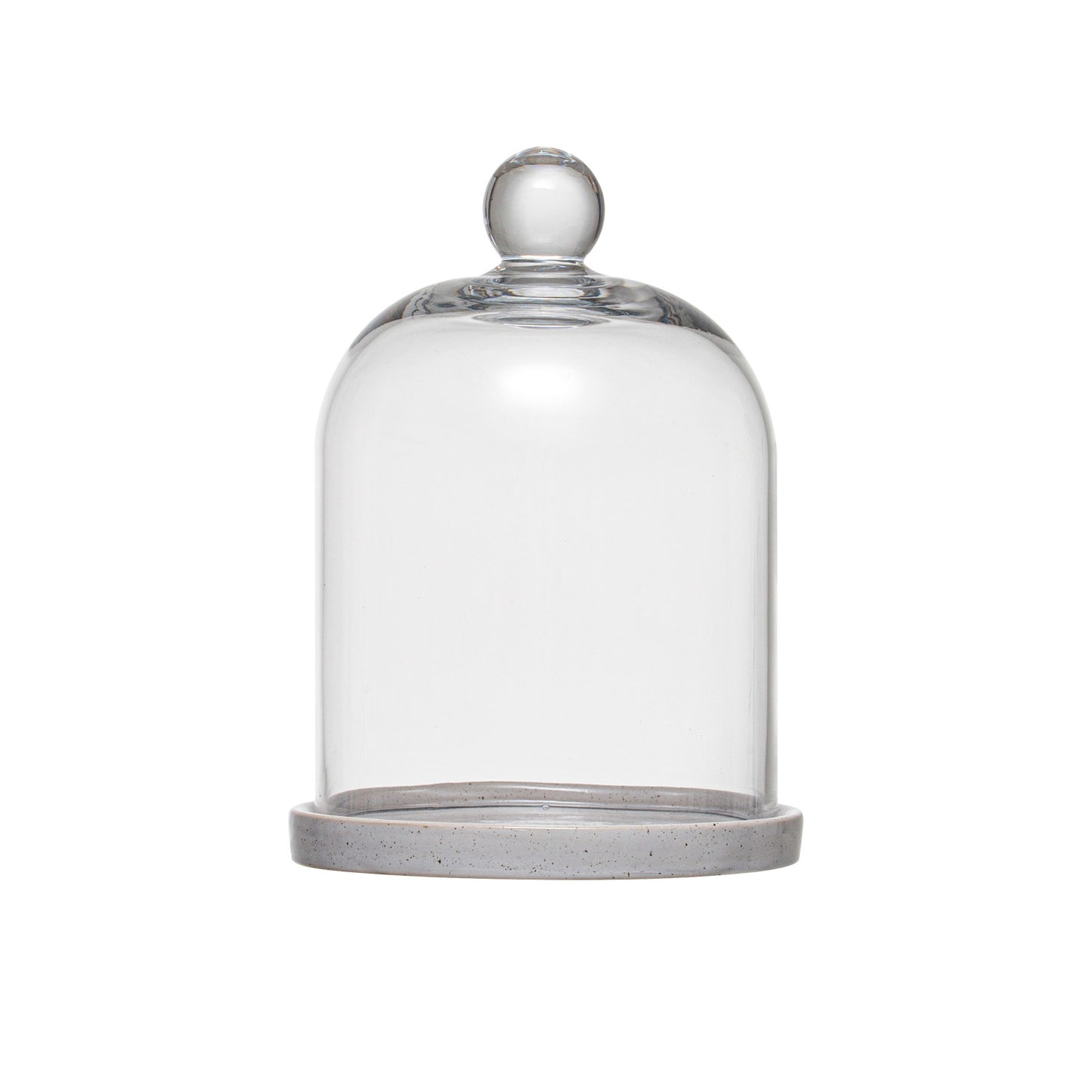 Dalia Glass Cloche with Stoneware Base