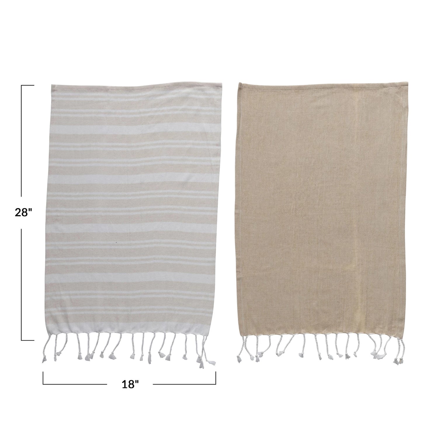 Fringed Amelie Cotton Haman Tea Towel Set, 2 Patterns