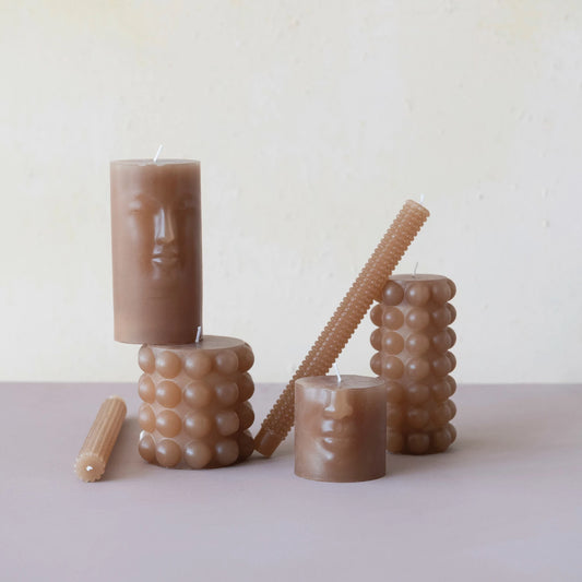 Amani Hobnail Candle Set, Cappuccino