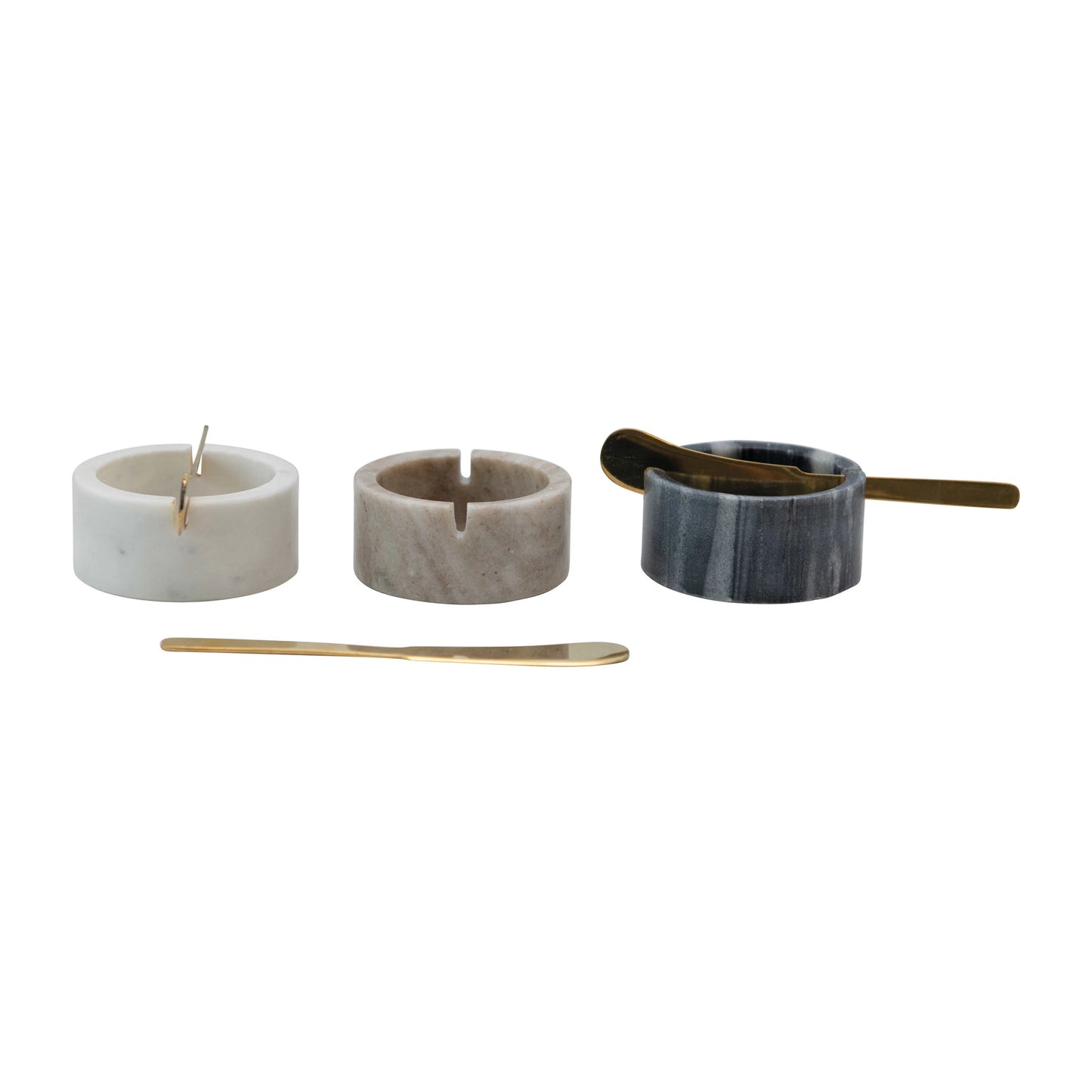 Jenien Marble Pinch Pot Set with Gold Knives