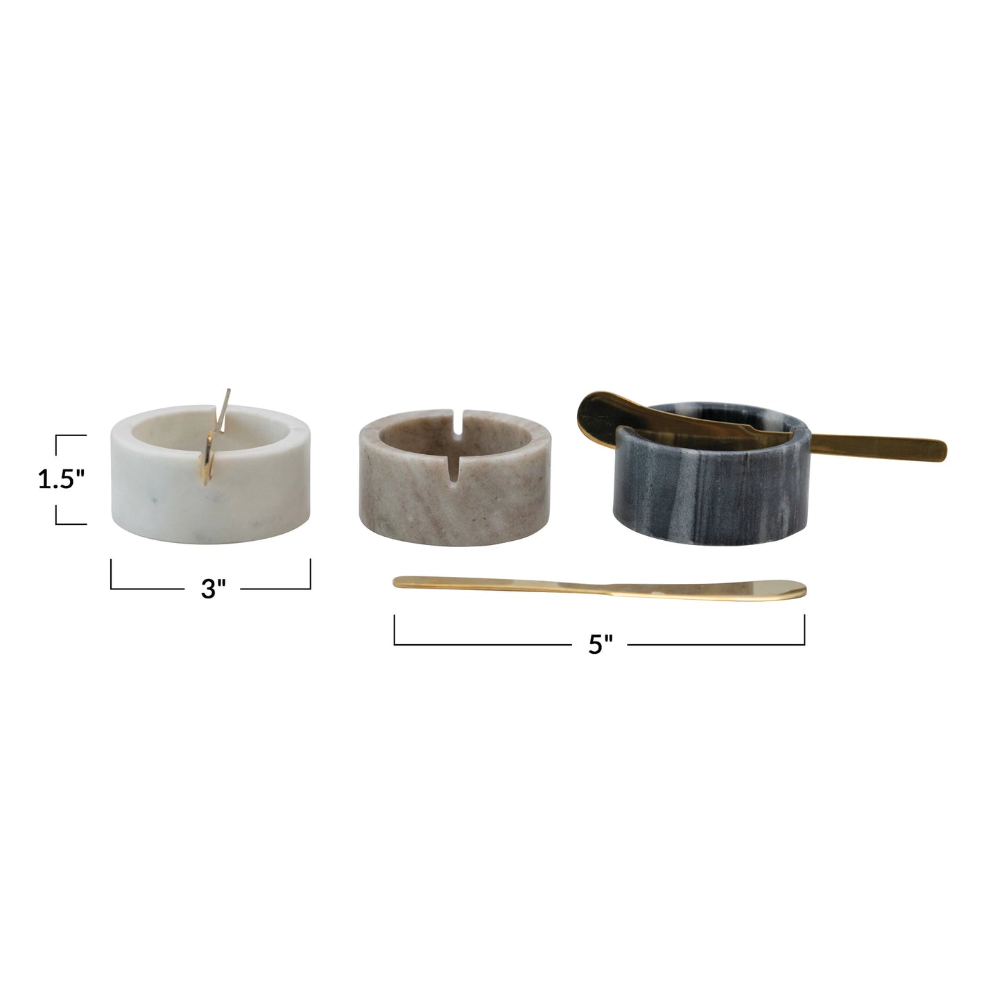 Jenien Marble Pinch Pot Set with Gold Knives